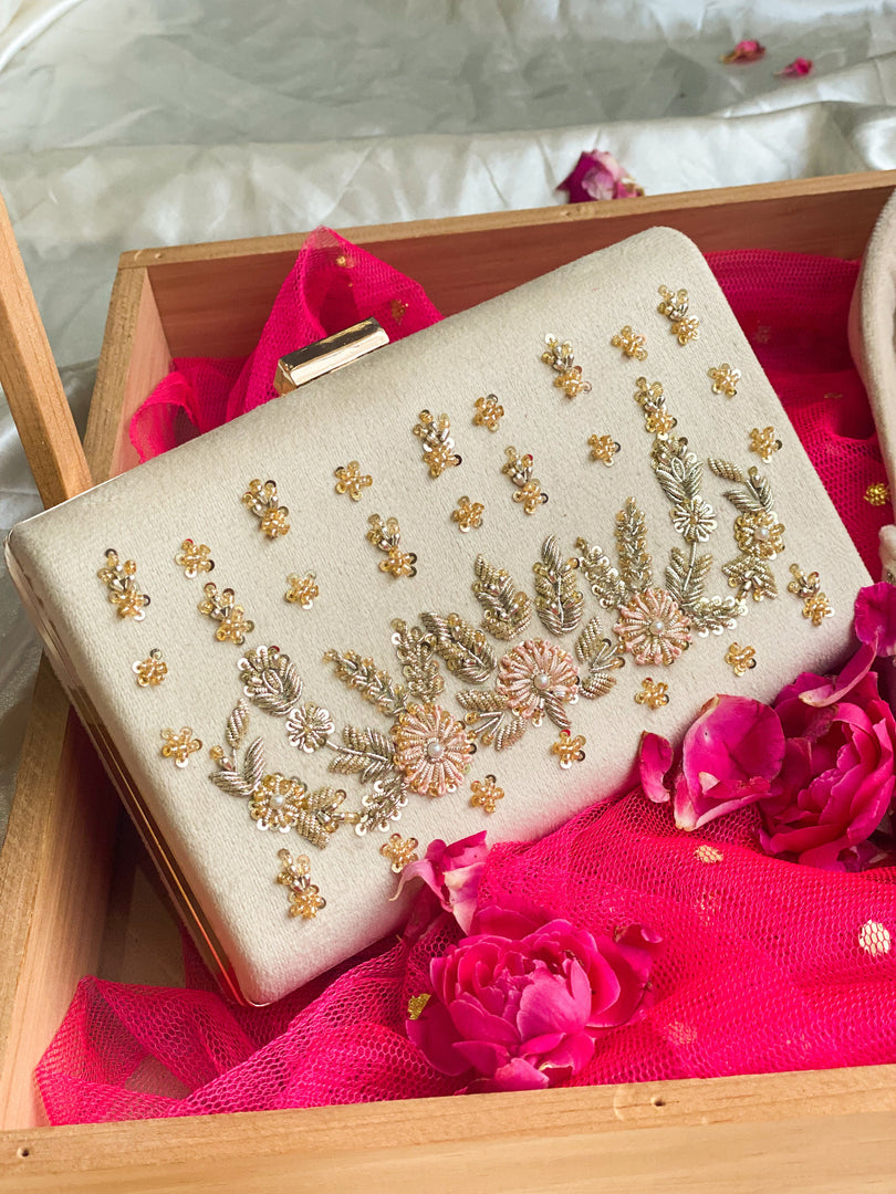 ARAAISH OFFWHITE CLUTCH